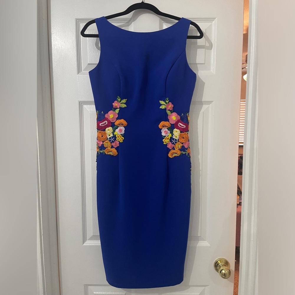 Bright blue floral dress